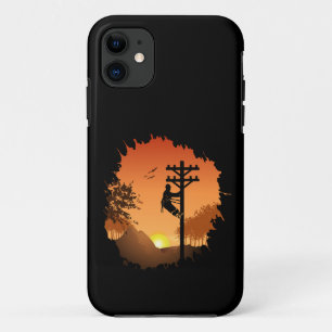 Retro Lineman Sunset Father Electric Cable Lineman Case-Mate iPhone Case