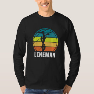 Retro Lineman Vintage Lineworker Electrician Engin T-Shirt