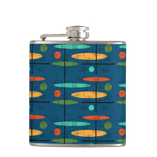 Retro Lines & Ovals Hip Flask (Front)