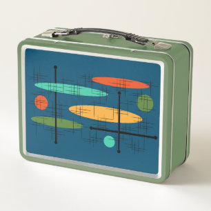 Retro Lines & Ovals Metal Lunch Box