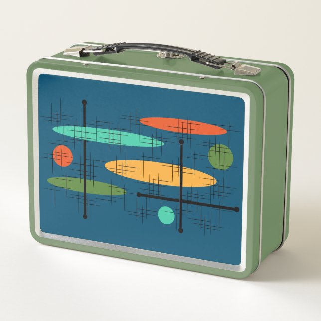 Retro Lines & Ovals Metal Lunch Box (Back)