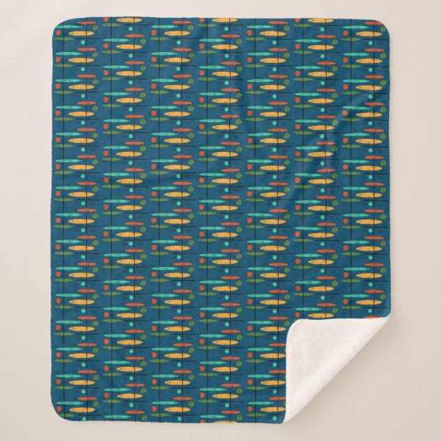 Retro Lines & Ovals Sherpa Blanket (Front)