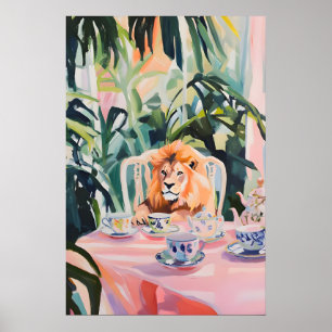 Retro Lion Poster, Lion Oil Painting, Vintage Lion Poster