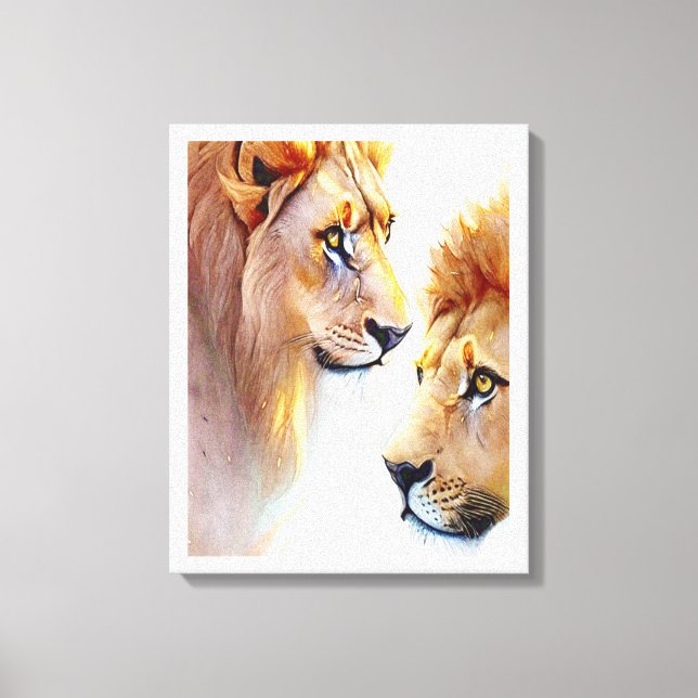 Retro Lions Art - Classic Wildlife Wall Art (Front)