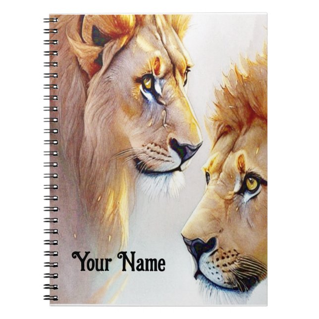 Retro Lions Art - Classic Wildlife Wall Art Notebook (Front)