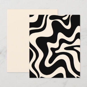 Retro Liquid Swirl Abstract Pattern Black Cream