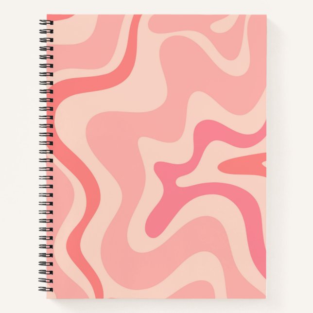 Retro Liquid Swirl Abstract Pattern in Blush Pink  Notebook (Front)