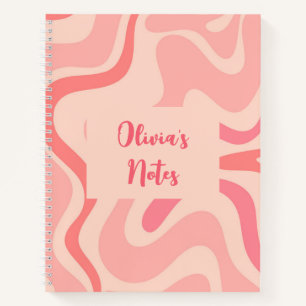 Retro Liquid Swirl Abstract Pattern in Blush Pink Notebook