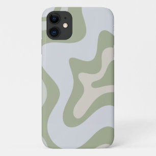 Retro Liquid Swirl Abstract Pattern in Sage Green Case-Mate iPhone Case