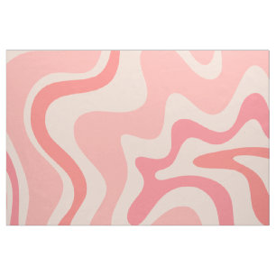 Retro Liquid Swirl Abstract Pattern Pink Blush Fabric