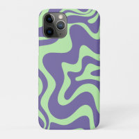 Retro Liquid Swirl Abstract Pattern Purple Mint