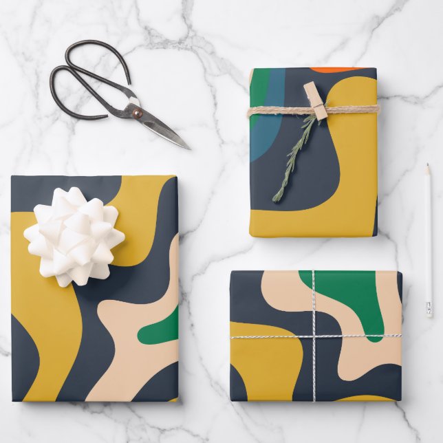 Retro Liquid Swirl Abstract Pattern  Wrapping Paper Sheet (Front)