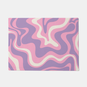 Retro Liquid Swirl Groovy Abstract Purple Pink Doormat