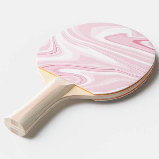 Retro Liquid Swirl Pink Painting Aesthetic Ping Pong Paddle (Front Angle)