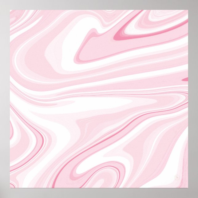 Retro Liquid Swirl Pink Painting Aesthetic Poster (Front)