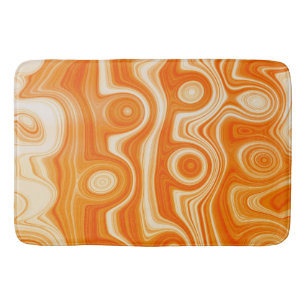 Retro Liquid Swirl with Orange Colour Stylish Art  Bath Mat