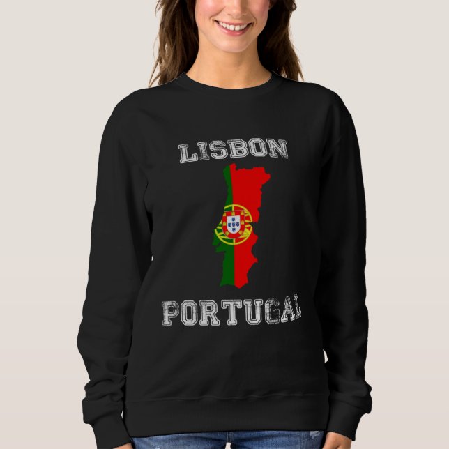 Retro Lisbon Portugal Distressed Portugal Flag Sweatshirt (Front)