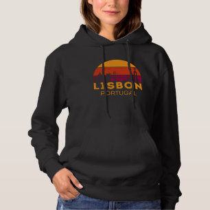 Retro Lisbon Sunset Skyline Landscape Lisbon Portu Hoodie