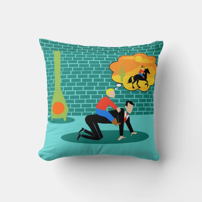 Retro Little Cowboy Throw Pillow (Front)