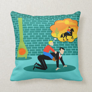 Retro Little Cowboy Throw Pillow