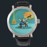Retro Little Cowboy Watch<br><div class="desc">Yeehaw! You'll be ready to ride off into the sunset with this Retro Little Cowboy Watch. This whimsical design features a vibrant, 1960's style, minimalist, cartoon drawing of a father and his young son having rip-roaring, good time. The scene takes place in their mid century modern living room, which has...</div>