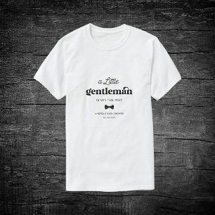 Retro Little Gentleman Black White Boy Baby Shower T-Shirt