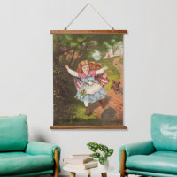 Retro Little Girl and Dog Lithograph Illustration