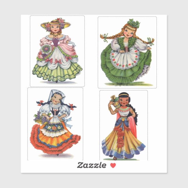 Retro Little Lady Custom-Cut Vinyl Sticker (Sheet)