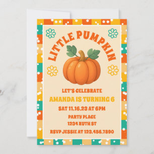 Retro Little Pumpkin Fall Birthday Party Invitation