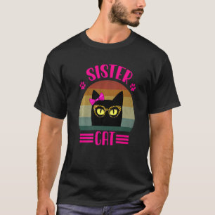 Retro Little Sister Cat With Leopard Glasses Cat T-Shirt