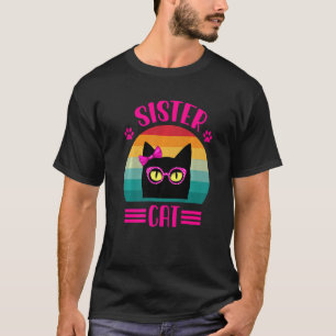 Retro Little Sister Cat With Pink Glasses Cat T-Shirt