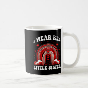 Retro Little Sister Heart Disease Awareness Rainbo Coffee Mug
