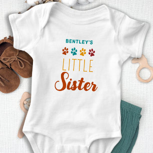 Retro Little Sister Personalised Pet Dog Lover  Baby Bodysuit