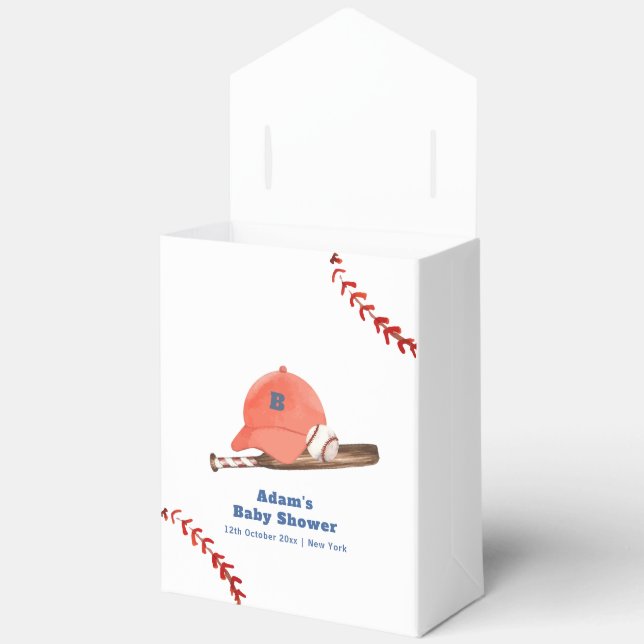 Retro LIttle Slugger Baseball Boy Baby Shower  Favour Box (Open)