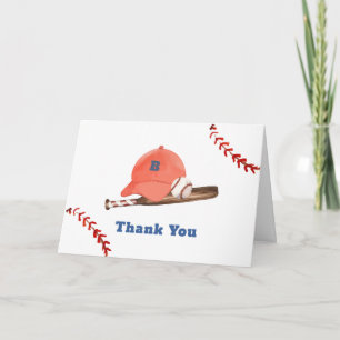Retro LIttle Slugger Baseball Boy Baby Shower  Thank You Card