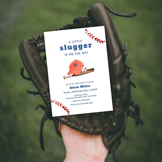 Retro Little Slugger Baseball Sport Baby Shower Invitation (Retro Little Slugger Baseball Sport Baby Shower Invitation)