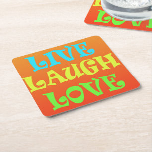 Retro Live Laugh Love Square Coasters