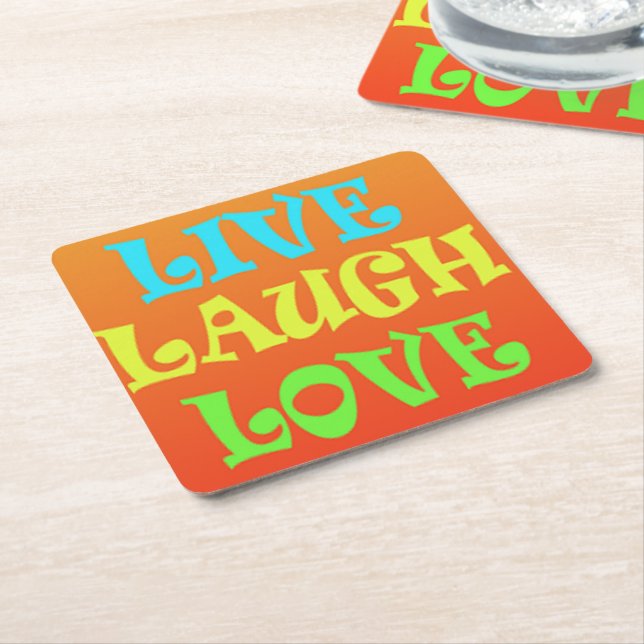 Retro Live Laugh Love Square Coasters (Angled)
