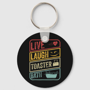 Retro Live Laugh Toaster Bath Skeleton Funny Hallo Key Ring