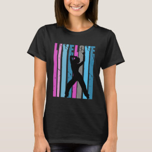 Retro Live Love Dance Silhouette Squad Colours Vin T-Shirt