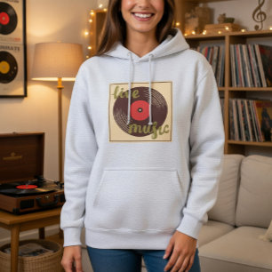Retro Live Music Vinyl Record Hoodie