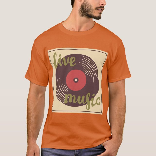 Retro Live Music Vinyl Record T-Shirt (Front)