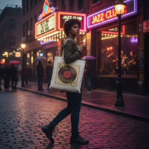 Retro Live Music Vinyl Record Tote Bag