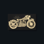 Retro Live To Ride Vintage Motorcycle with Text Canvas Print<br><div class="desc">Cool custom stretched canvas for bikers with a funky gold retro vintage motorcycle with black fixed text on the motorbike on a black background - Live to Ride, Ride to Live, Love the Journey, Ride On & On, Life's too short for traffic, Route 66, No Guts, No Glory, Free as...</div>