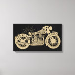 Retro Live To Ride Vintage Motorcycle with Text Canvas Print<br><div class="desc">Cool custom stretched canvas for bikers with a funky gold retro vintage motorcycle with black fixed text on the motorbike on a black background - Live to Ride, Ride to Live, Love the Journey, Ride On & On, Life's too short for traffic, Route 66, No Guts, No Glory, Free as...</div>