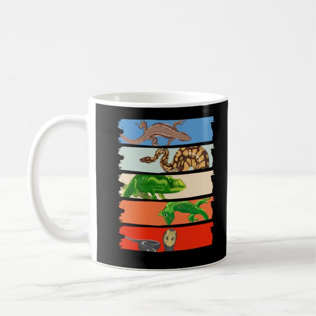 Retro Lizard Snake Chameleon Reptile Lover Coffee Mug (Left)