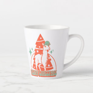 Retro Llama Alpaca Christmas Animal Character  Latte Mug