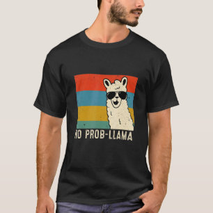 Retro Llama Men Women No Prob Llama Alpaca Farming T-Shirt