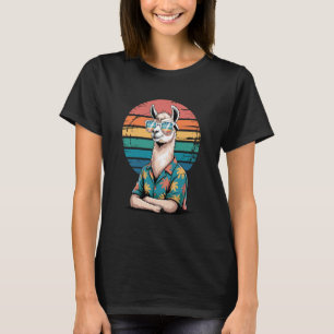 Retro Llama Sunglasses Hawaiian Beach Summer Vacat T-Shirt