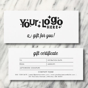 Retro Logo Minimalist Black White Gift Certificate